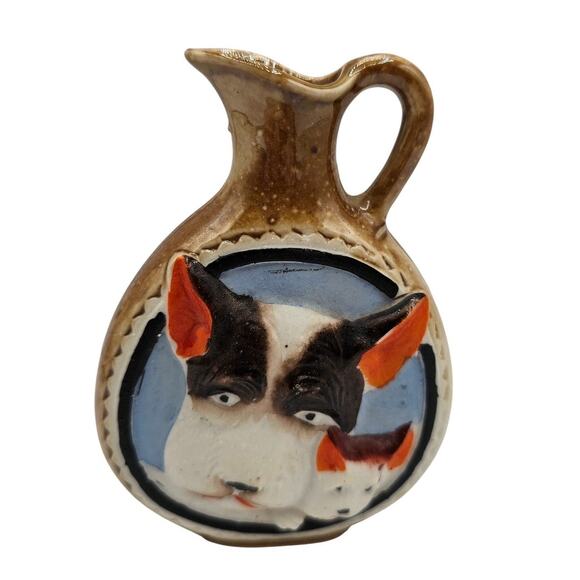 Vintage Souvenir Mineral Wells Terrier Dogs Ceramic Bottle Jug - Picture 1 of 5
